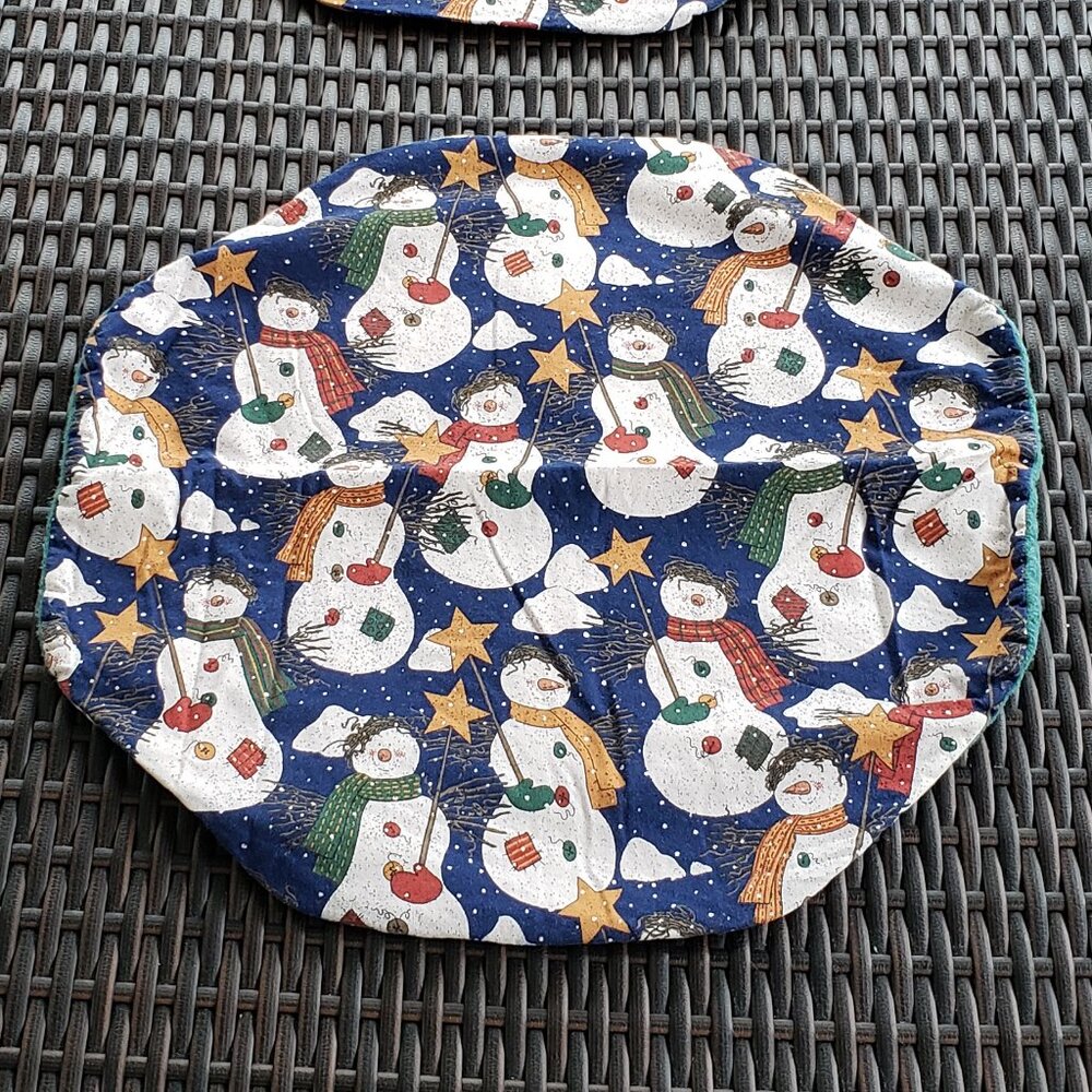 EUC set of 2 handmade snowman mats